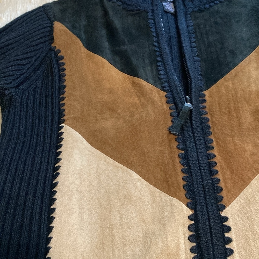 Sweater Jacket With Suede Color Block Size Mp - image 3